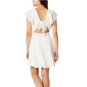 Emerald Sundae Dress Women's White V-Neck Tie Back Split Cap Sleeve Sz XS NWT